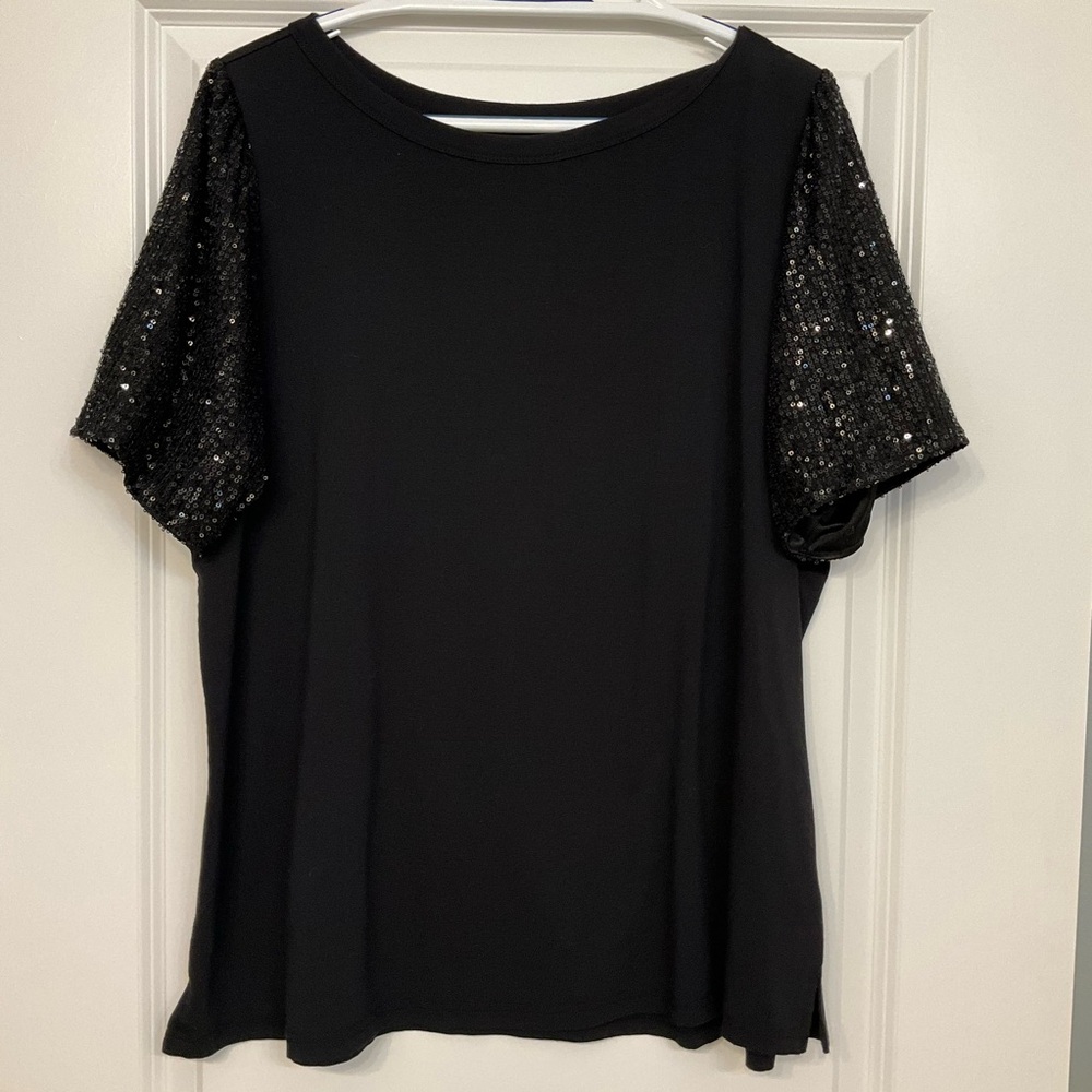 Belle by Kim Gravel Black Sequin Top X-Large
